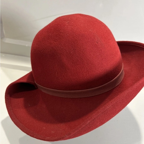Vintage Dana Marte Red 100% Wool Women’s Fedora Hat - Picture 6 of 9